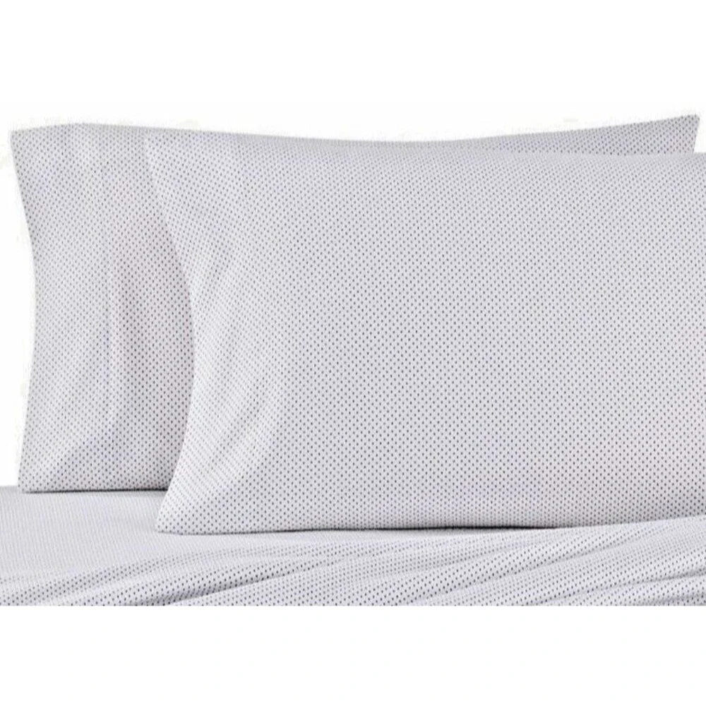 Seasons King Size Flannel Pillowcases Heavyweight Polka Dots White Gray Set of 2